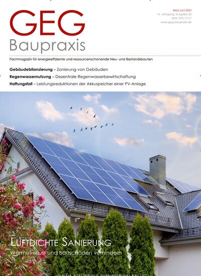 Titelbild der Ausgabe 3/2025 von GEG Baupraxis. Diese Zeitschrift und viele weitere Architekturzeitschriften und Bauzeitschriften als Abo oder epaper bei United Kiosk online kaufen.