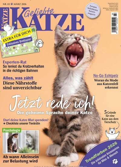 Titelbild der Ausgabe 3/2026 von Geliebte Katze. Diese Zeitschrift und viele weitere Elternzeitschriften und Tierzeitschriften als Abo oder epaper bei United Kiosk online kaufen.
