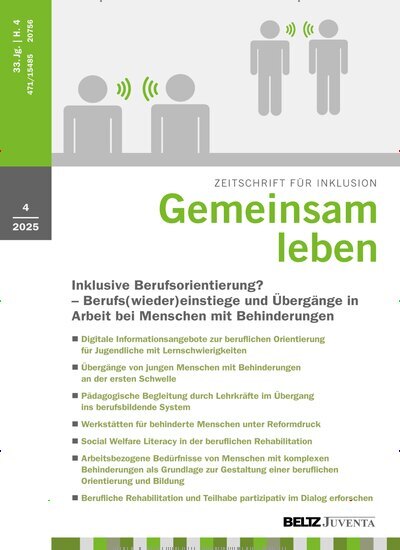 Titelbild der Ausgabe 4/2025 von Gemeinsam leben. Diese Zeitschrift und viele weitere Zeitschriften für Pädagogik als Abo oder epaper bei United Kiosk online kaufen.