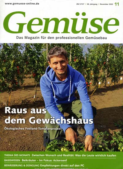 Titelbild der Ausgabe 11/2022 von Gemüse. Diese Zeitschrift und viele weitere Naturzeitschriften, Landwirtschaftszeitungen und Umweltmagazine als Abo oder epaper bei United Kiosk online kaufen.