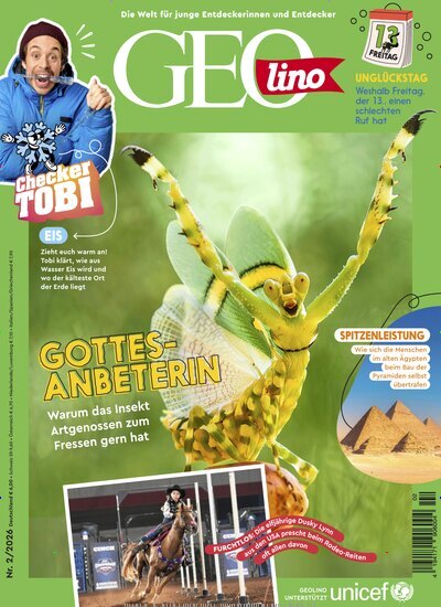 Titelbild der Ausgabe 2/2026 von GEOlino. Diese Zeitschrift und viele weitere Jugendzeitschriften und Kinderzeitschriften als Abo oder epaper bei United Kiosk online kaufen.