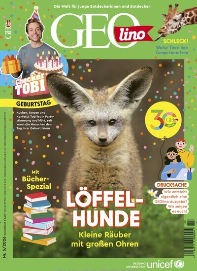 Titelbild der Ausgabe 5/2026 von GEOlino. Diese Zeitschrift und viele weitere Jugendzeitschriften und Kinderzeitschriften als Abo oder epaper bei United Kiosk online kaufen.