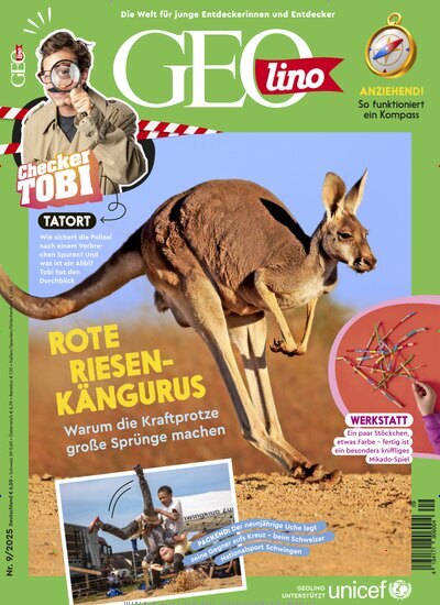 Titelbild der Ausgabe 9/2025 von GEOlino. Diese Zeitschrift und viele weitere Jugendzeitschriften und Kinderzeitschriften als Abo oder epaper bei United Kiosk online kaufen.