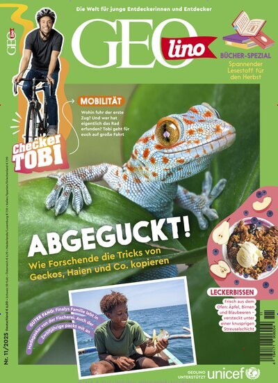 Titelbild der Ausgabe 11/2025 von GEOlino. Diese Zeitschrift und viele weitere Jugendzeitschriften und Kinderzeitschriften als Abo oder epaper bei United Kiosk online kaufen.