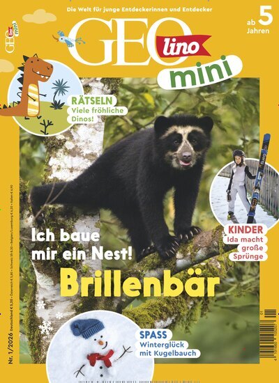 Titelbild der Ausgabe 1/2026 von GEOlino mini. Diese Zeitschrift und viele weitere Jugendzeitschriften und Kinderzeitschriften als Abo oder epaper bei United Kiosk online kaufen.