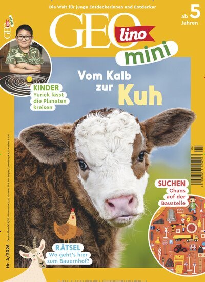 Titelbild der Ausgabe 4/2026 von GEOlino mini. Diese Zeitschrift und viele weitere Jugendzeitschriften und Kinderzeitschriften als Abo oder epaper bei United Kiosk online kaufen.