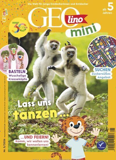 Titelbild der Ausgabe 5/2026 von GEOlino mini. Diese Zeitschrift und viele weitere Jugendzeitschriften und Kinderzeitschriften als Abo oder epaper bei United Kiosk online kaufen.