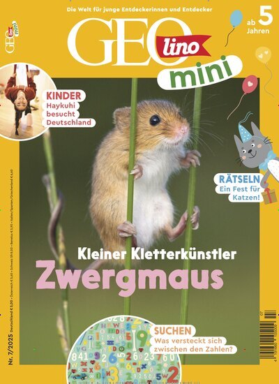 Titelbild der Ausgabe 7/2025 von GEOlino mini. Diese Zeitschrift und viele weitere Jugendzeitschriften und Kinderzeitschriften als Abo oder epaper bei United Kiosk online kaufen.