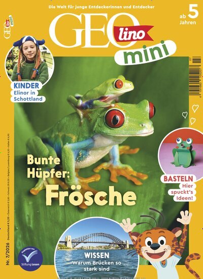 Titelbild der Ausgabe 7/2026 von GEOlino mini. Diese Zeitschrift und viele weitere Jugendzeitschriften und Kinderzeitschriften als Abo oder epaper bei United Kiosk online kaufen.
