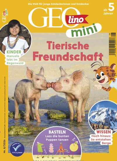 Titelbild der Ausgabe 8/2026 von GEOlino mini. Diese Zeitschrift und viele weitere Jugendzeitschriften und Kinderzeitschriften als Abo oder epaper bei United Kiosk online kaufen.