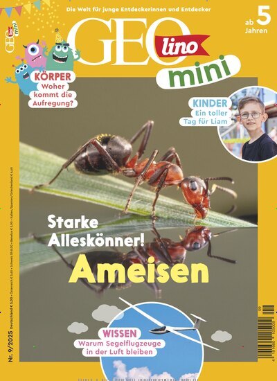 Titelbild der Ausgabe 9/2025 von GEOlino mini. Diese Zeitschrift und viele weitere Jugendzeitschriften und Kinderzeitschriften als Abo oder epaper bei United Kiosk online kaufen.