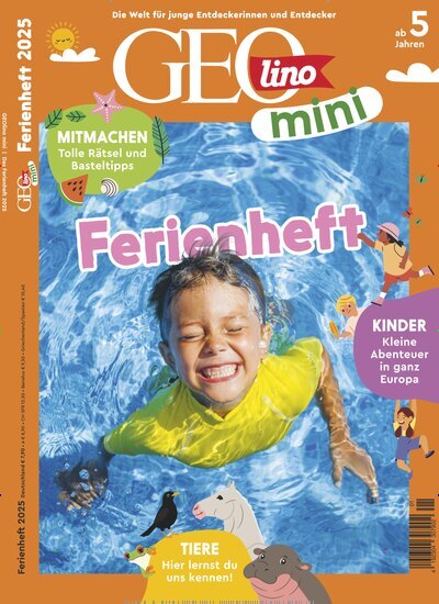 Titelbild der Ausgabe 1/2025 von GEOlino Mini Ferienheft. Diese Zeitschrift und viele weitere Jugendzeitschriften und Kinderzeitschriften als Abo oder epaper bei United Kiosk online kaufen.