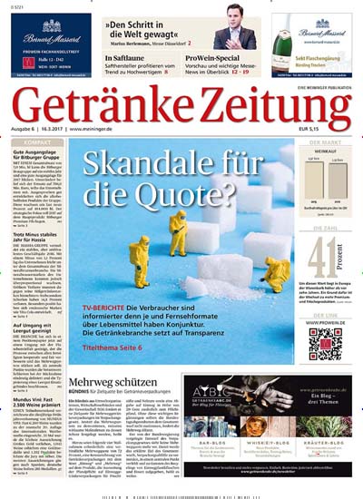 Titelbild der Ausgabe 6/2017 von Getränke Zeitung. Diese Zeitschrift und viele weitere Gastronomiezeitschriften, Fashionmagazine, Beautymagazine als Abo oder epaper bei United Kiosk online kaufen.