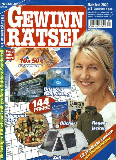 Titelbild der Ausgabe 3/2020 von Gewinn Rätsel. Diese Zeitschrift und viele weitere Groschenromane und Rätselhefte als Abo oder epaper bei United Kiosk online kaufen.