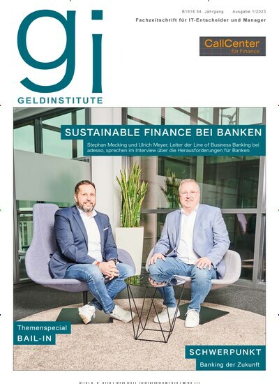 Titelbild der Ausgabe 1/2023 von gi geldinstitute. Diese Zeitschrift und viele weitere Businessmagazine als Abo oder epaper bei United Kiosk online kaufen.