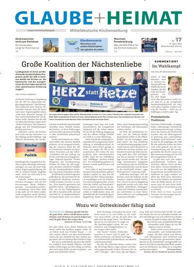 Titelbild der Ausgabe 17/2026 von Glaube + Heimat. Diese Zeitschrift und viele weitere Kunstmagazine und Kulturmagazine als Abo oder epaper bei United Kiosk online kaufen.