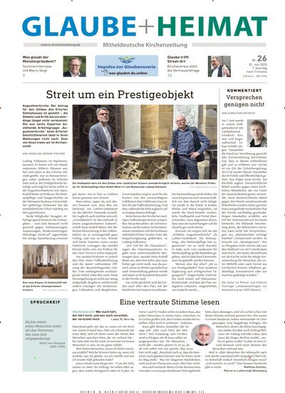 Titelbild der Ausgabe 26/2025 von Glaube + Heimat. Diese Zeitschrift und viele weitere Kunstmagazine und Kulturmagazine als Abo oder epaper bei United Kiosk online kaufen.