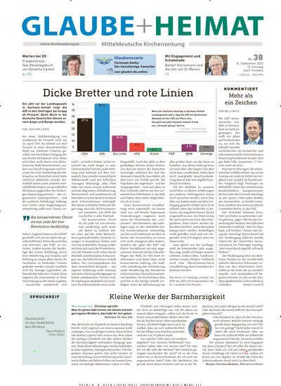 Titelbild der Ausgabe 38/2025 von Glaube + Heimat. Diese Zeitschrift und viele weitere Kunstmagazine und Kulturmagazine als Abo oder epaper bei United Kiosk online kaufen.