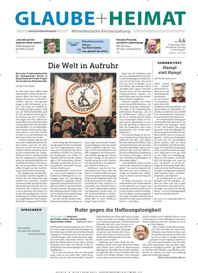 Titelbild der Ausgabe 46/2025 von Glaube + Heimat. Diese Zeitschrift und viele weitere Kunstmagazine und Kulturmagazine als Abo oder epaper bei United Kiosk online kaufen.