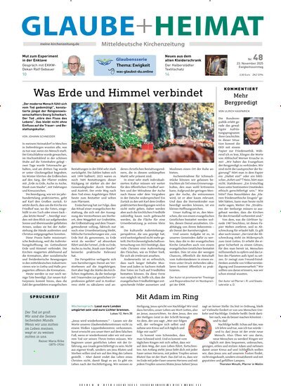 Titelbild der Ausgabe 48/2025 von Glaube + Heimat. Diese Zeitschrift und viele weitere Kunstmagazine und Kulturmagazine als Abo oder epaper bei United Kiosk online kaufen.