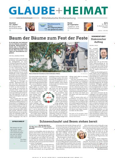 Titelbild der Ausgabe 51/2025 von Glaube + Heimat. Diese Zeitschrift und viele weitere Kunstmagazine und Kulturmagazine als Abo oder epaper bei United Kiosk online kaufen.