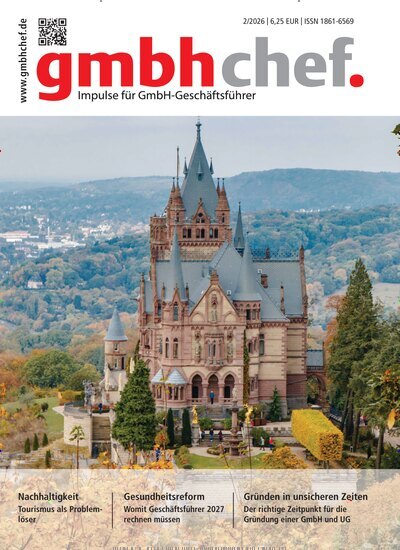 Titelbild der Ausgabe 2/2026 von gmbhchef. Diese Zeitschrift und viele weitere Businessmagazine als Abo oder epaper bei United Kiosk online kaufen.