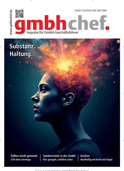Titelbild der Ausgabe 3/2025 von gmbhchef. Diese Zeitschrift und viele weitere Businessmagazine als Abo oder epaper bei United Kiosk online kaufen.
