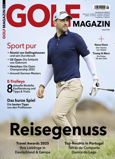 Titelbild der Ausgabe 8/2025 von Golf Magazin. Diese Zeitschrift und viele weitere Sportmagazine als Abo oder epaper bei United Kiosk online kaufen.