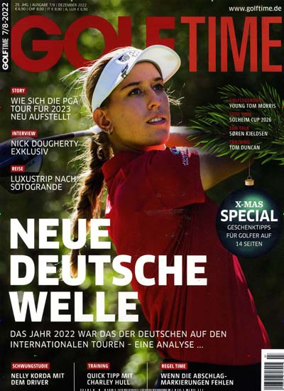 Titelbild der Ausgabe 1/2023 von GOLF TIME. Diese Zeitschrift und viele weitere Sportmagazine als Abo oder epaper bei United Kiosk online kaufen.