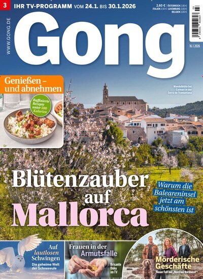 Titelbild der Ausgabe 3/2026 von Gong. Diese Zeitschrift und viele weitere Programmzeitschriften als Abo oder epaper bei United Kiosk online kaufen.