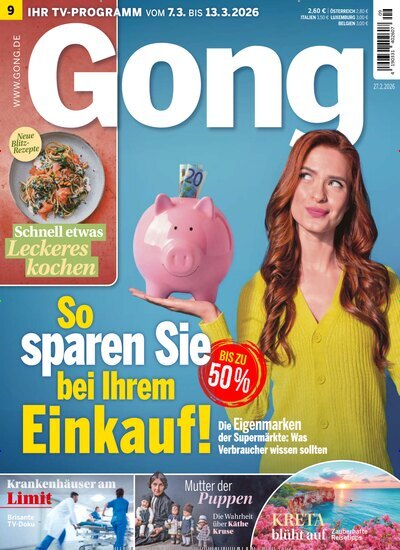 Titelbild der Ausgabe 9/2026 von Gong. Diese Zeitschrift und viele weitere Programmzeitschriften als Abo oder epaper bei United Kiosk online kaufen.