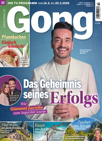 Titelbild der Ausgabe 10/2026 von Gong. Diese Zeitschrift und viele weitere Programmzeitschriften als Abo oder epaper bei United Kiosk online kaufen.