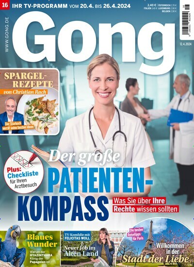Titelbild der Ausgabe 16/2024 von Gong. Diese Zeitschrift und viele weitere Programmzeitschriften als Abo oder epaper bei United Kiosk online kaufen.
