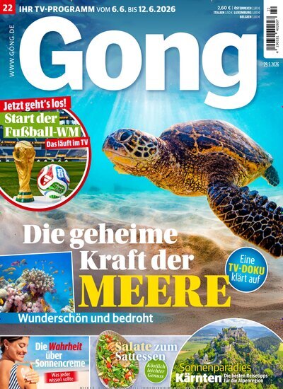 Titelbild der Ausgabe 22/2026 von Gong. Diese Zeitschrift und viele weitere Programmzeitschriften als Abo oder epaper bei United Kiosk online kaufen.