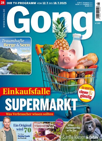 Titelbild der Ausgabe 28/2025 von Gong. Diese Zeitschrift und viele weitere Programmzeitschriften als Abo oder epaper bei United Kiosk online kaufen.