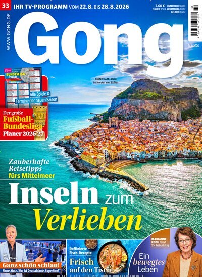 Titelbild der Ausgabe 33/2026 von Gong. Diese Zeitschrift und viele weitere Programmzeitschriften als Abo oder epaper bei United Kiosk online kaufen.