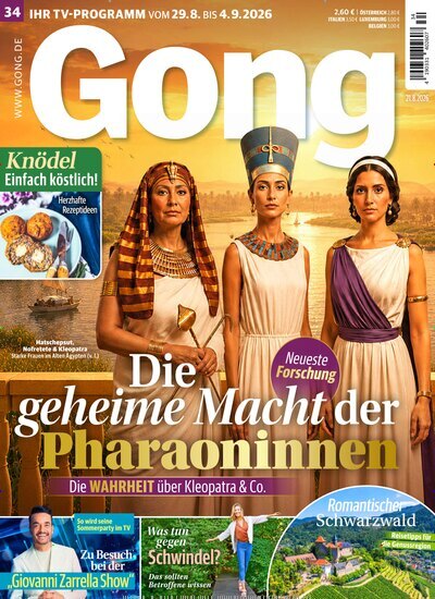 Titelbild der Ausgabe 34/2026 von Gong. Diese Zeitschrift und viele weitere Programmzeitschriften als Abo oder epaper bei United Kiosk online kaufen.