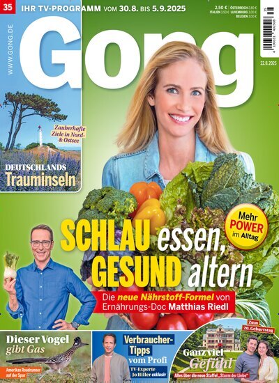 Titelbild der Ausgabe 35/2025 von Gong. Diese Zeitschrift und viele weitere Programmzeitschriften als Abo oder epaper bei United Kiosk online kaufen.
