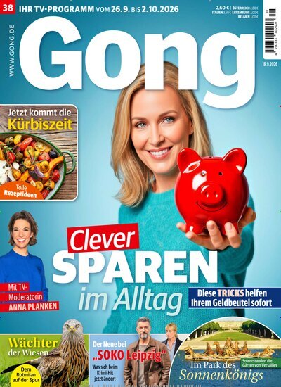 Titelbild der Ausgabe 38/2026 von Gong. Diese Zeitschrift und viele weitere Programmzeitschriften als Abo oder epaper bei United Kiosk online kaufen.