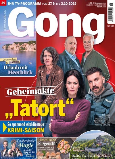 Titelbild der Ausgabe 39/2025 von Gong. Diese Zeitschrift und viele weitere Programmzeitschriften als Abo oder epaper bei United Kiosk online kaufen.