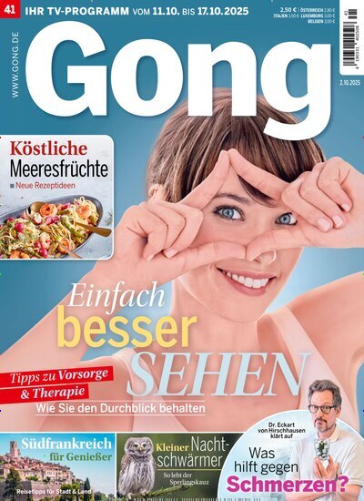 Titelbild der Ausgabe 41/2025 von Gong. Diese Zeitschrift und viele weitere Programmzeitschriften als Abo oder epaper bei United Kiosk online kaufen.