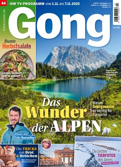 Titelbild der Ausgabe 44/2025 von Gong. Diese Zeitschrift und viele weitere Programmzeitschriften als Abo oder epaper bei United Kiosk online kaufen.