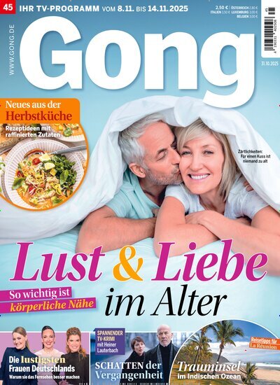 Titelbild der Ausgabe 45/2025 von Gong. Diese Zeitschrift und viele weitere Programmzeitschriften als Abo oder epaper bei United Kiosk online kaufen.