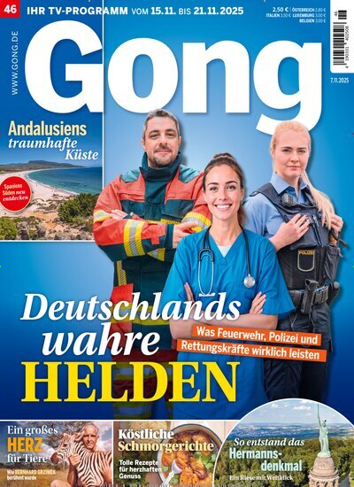 Titelbild der Ausgabe 46/2025 von Gong. Diese Zeitschrift und viele weitere Programmzeitschriften als Abo oder epaper bei United Kiosk online kaufen.