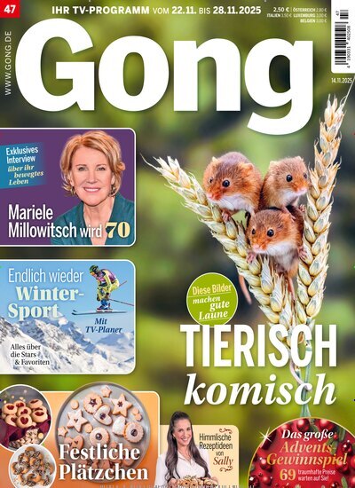 Titelbild der Ausgabe 47/2025 von Gong. Diese Zeitschrift und viele weitere Programmzeitschriften als Abo oder epaper bei United Kiosk online kaufen.