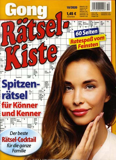 Titelbild der Ausgabe 10/2020 von Gong Rätselkiste. Diese Zeitschrift und viele weitere Groschenromane und Rätselhefte als Abo oder epaper bei United Kiosk online kaufen.