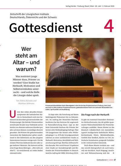 Titelbild der Ausgabe 4/2026 von Gottesdienst. Diese Zeitschrift und viele weitere Kunstmagazine und Kulturmagazine als Abo oder epaper bei United Kiosk online kaufen.
