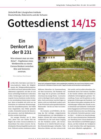 Titelbild der Ausgabe 15/2025 von Gottesdienst. Diese Zeitschrift und viele weitere Kunstmagazine und Kulturmagazine als Abo oder epaper bei United Kiosk online kaufen.