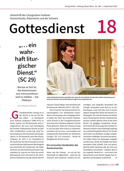 Titelbild der Ausgabe 18/2025 von Gottesdienst. Diese Zeitschrift und viele weitere Kunstmagazine und Kulturmagazine als Abo oder epaper bei United Kiosk online kaufen.