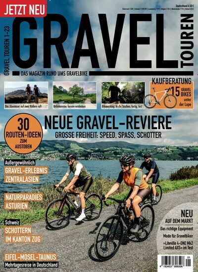 Titelbild der Ausgabe 1/2023 von Gravel Touren Magazin. Diese Zeitschrift und viele weitere Sportmagazine als Abo oder epaper bei United Kiosk online kaufen.